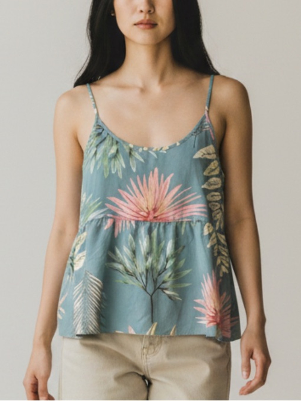 Floral Spaghetti-Strap Tank Top